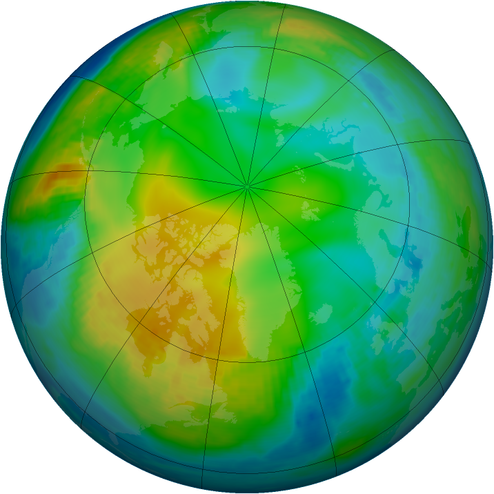 Arctic ozone map for 01 December 1989